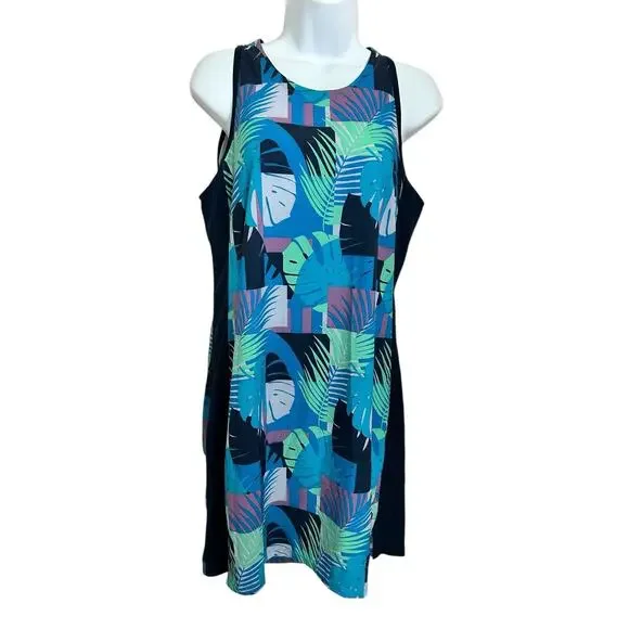 Smartwool Sport Tank Dress Sz M Navy Palm Print Merino Wool Lightweight - Picture 7 of 7